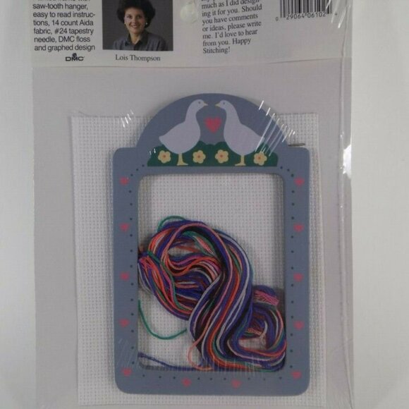 🌷5/25 NEW Framed Counted Cross Stitch Kit Lot x2 Country Cows Bunny Duck Goose - Picture 3 of 5